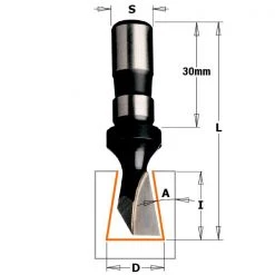 CMT Fraise à Queue D'arronde 522.140.11 Fraise à Queue D'aronde 14mm - Tige 12x30 - Droite