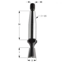 CMT Fraise à Queue D'arronde 527.148.11 Fraise à Queue D'aronde 14,8mm - Tige M8 / 1: 5 - Droite