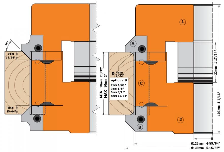 CMT Fraise à Arrondir 694.005.30 Fraise à Affleurer En Biseau 139x30 2 CMT Fraise à Arrondir 694.005.30 Fraise à Affleurer En Biseau 139x30 – Image 2