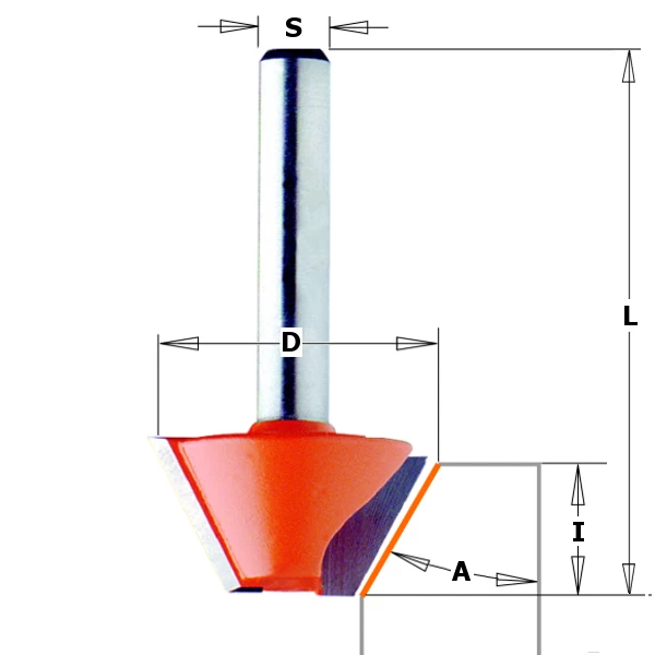 CMT Fraise Pour Affleureuse 704.240.11 Fraise à Chanfreiner Sans Roulement De Guidage 30° Tige 6 Mm 1 CMT Fraise Pour Affleureuse 704.240.11 Fraise à Chanfreiner Sans Roulement De Guidage 30° Tige 6 Mm