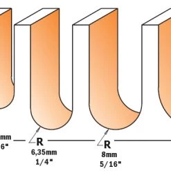 CMT Fraise à Moulurer 714.095.11 9,5 Mm Fraise à Rayon Convexe R=4,75 Tige 6 Mm