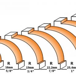 CMT Fraise à Moulurer 738.167.11 Fraise à Rayon Creux Sans Bord Relevé R=2 - Tige 6mm