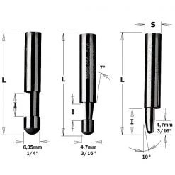 CMT Fraise Pour Affleureuse 743.060.11 Fraise à Chanfreiner Avec Guide Sans Roulement 7° Tige 6 Mm