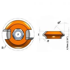 CMT Fraise à Disque 822.029.11 Fraise Circulaire à Rainurer 38,1x12,7 R=4,76