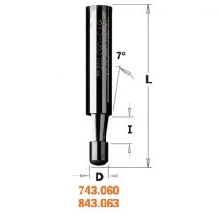 CMT Fraise Pour Affleureuse 843.063.11 Fraise à Chanfreiner Avec Guide Sans Roulement 7° Tige 8 Mm -Accessoires pour défonceuses Soldes 843 063 11 fraise a chanfreiner avec guide sans roulement 7d tige 8 mm 2