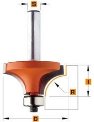 CMT Fraise à Moulurer 938.160.11 Fraise à Rayon Concave (sans Rebord) R=1,6 Avec Roulement De Guidage 15,9 X 12,7 Mm Tige 8 Mm