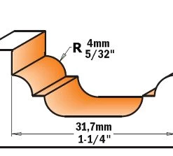 CMT Fraise à Profiler 948.190.11 19 Mm Fraise à Profil R=4 Tige 8 Mm