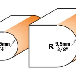CMT Fraise à Moulurer 954.003.11 25,4 Mm Fraise à Arrondir R=4,75 Tige 8 Mm