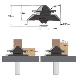 CMT Autres Fraises 955.104.11 Fraise à Onglets 45° à Angle Droit - Tige 8 Mm -Accessoires pour défonceuses Soldes 955 104 11 fraise a onglets 45d a angle droit tige 8 mm 2