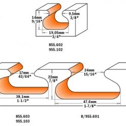 CMT 955.601.11 Fraise Pour Poignées 47,6 Mm - Tige 12 Mm