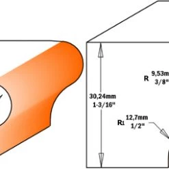 CMT Autres Fraises 955.804.11 Fraise Pour Rebord De Fenêtre 31,7 Mm - Tige 12 Mm