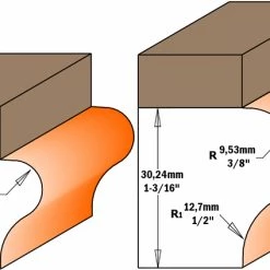 CMT Autres Fraises 955.80511B Fraise Pour Rebord De Fenêtre Avec Roulement De 38,1 Mm - Tige 12 Mm