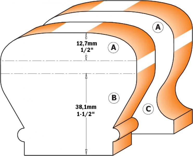 CMT Fraise à Profiler 956.601.11 Fraise De Bord De Table Et De Poignée Profil A, 63,5x19x67,9 - Tige 12 2 CMT Fraise à Profiler 956.601.11 Fraise De Bord De Table Et De Poignée Profil A, 63,5x19x67,9 - Tige 12 – Image 2