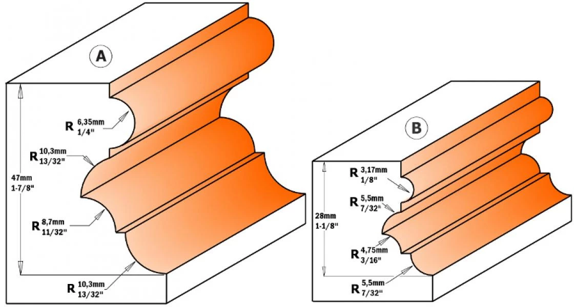 CMT Fraise à Profiler 956.801.11 Fraise Multiprofiles B, 38,1x28x77,5 - Tige 12 2 CMT Fraise à Profiler 956.801.11 Fraise Multiprofiles B, 38,1x28x77,5 - Tige 12 – Image 2