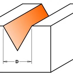 CMT Fraise à Rainurer En V 958.003.11 Fraise à Pointe Laser 60° Pour Gravure 12,7x10x50,8 - Tige 8 Mm