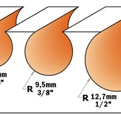 CMT Fraise à Moulurer 968.754.11 25,4 Mm Fraise à Boule Pour Câbles, Tuyaux R=12,7 Tige 12 Mm