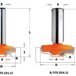 CMT Fraise à Profiler 970.504.11 Fraise à Bossage Horizontale Sans Roulement 35x9,5x47,6 - Tige 12 Mm