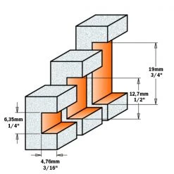 CMT Fraise Corian 980.511.11 Fraise à Rainurer Avec Roulement I=6,35 - Tige 12 Mm