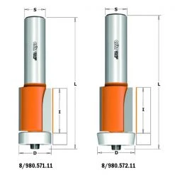 CMT Fraise Corian 980.571.11 Fraise Droite Avec Roulement à Bille Delrin 19x25,4x78 - Tige 12 Mm