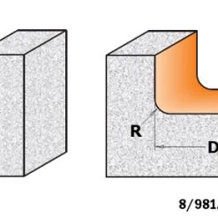 CMT Fraise Corian 981.512.11 Fraise à Rainurer Droite Pour Corian Avec Bords Biseautés 25,4 Mm R3,2 - Tige 12 Mm