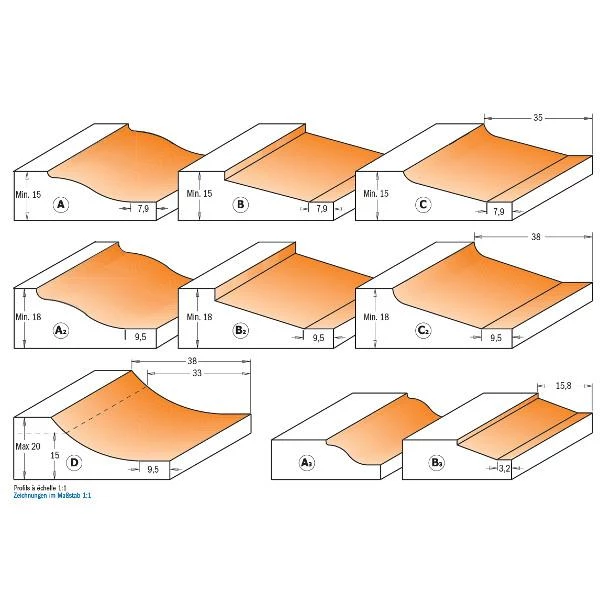 CMT Fraise à Profiler 990.505.11 Fraise à Bossage Horizontale Profil B2, 89x15x64,6 - Tige 12 2 CMT Fraise à Profiler 990.505.11 Fraise à Bossage Horizontale Profil B2, 89x15x64,6 - Tige 12 – Image 2