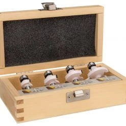 Makita Accessoires Fraise à Arrondir D-53534 Jeu De Fraises Pour Arrondir Les Angles Avec Tige à Roulement à Billes Diamètre 8 Mm 4 Pièces Dans Une Mallette En Bois