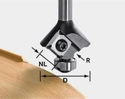 Festool Accessoires Fraise à Arrondir Fraise à Moulurer à Plaquettes Réversibles S8 HW R3 D28 KL12,7 OFK 499808
